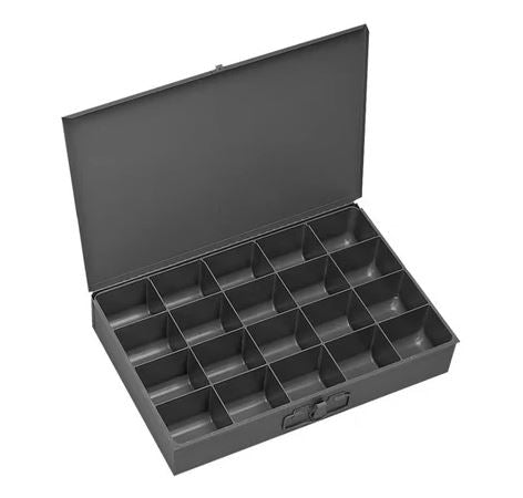 Stainless Phillips Oval Head Machine Screw Assortment in 20 Hole Locking Metal Tray - 18-8 SS