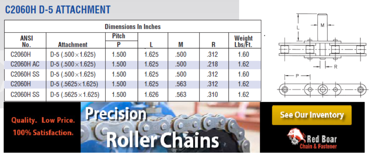 C2060HSS-D5-PIN Attachment Chain 10FT Stainless