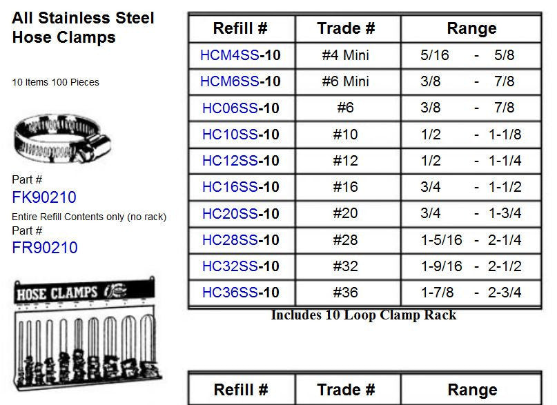 All Stainless Hose Clamp Assortment, Wire Rack, 100PCS New Kit