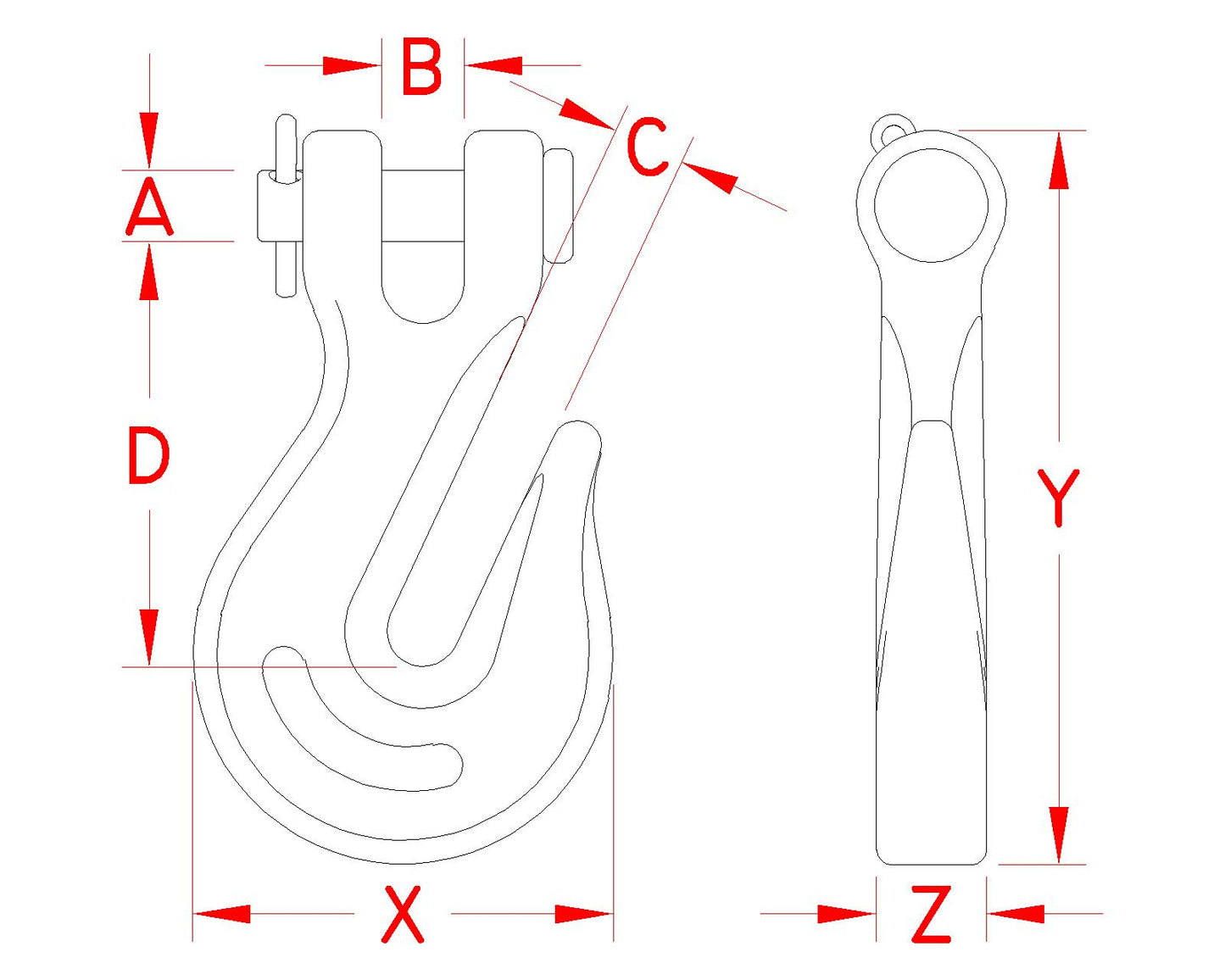 S0451- Stainless Clevis Grab Hook - 316 Stainless Steel - Marine and Industrial Applications - Pick Your Size