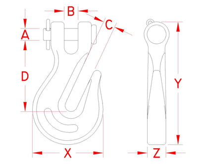 S0451- Stainless Clevis Grab Hook - 316 Stainless Steel - Marine and Industrial Applications - Pick Your Size