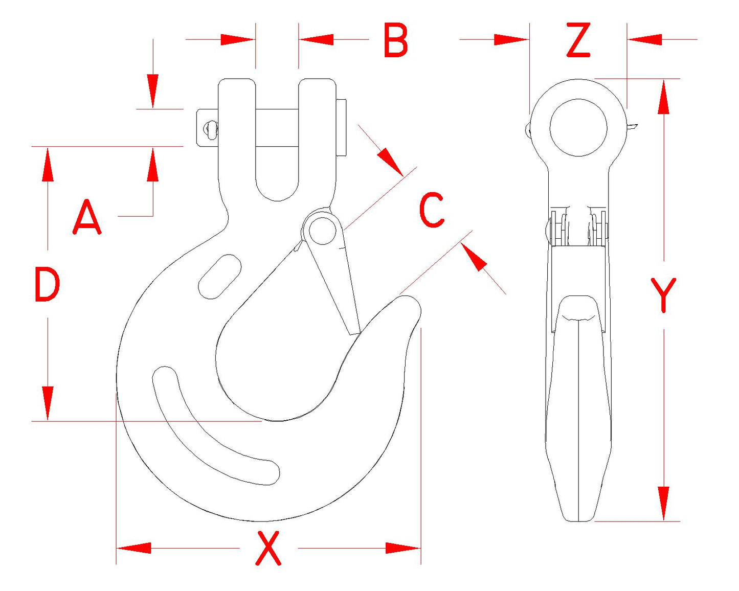 S0452- Stainless Clevis Slip Hook - 316 Stainless Steel - Marine and Industrial Applications - Pick Your Size