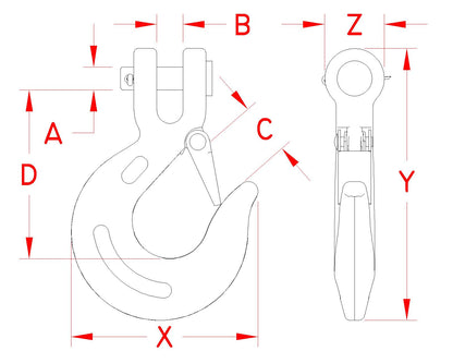 S0452- Stainless Clevis Slip Hook - 316 Stainless Steel - Marine and Industrial Applications - Pick Your Size