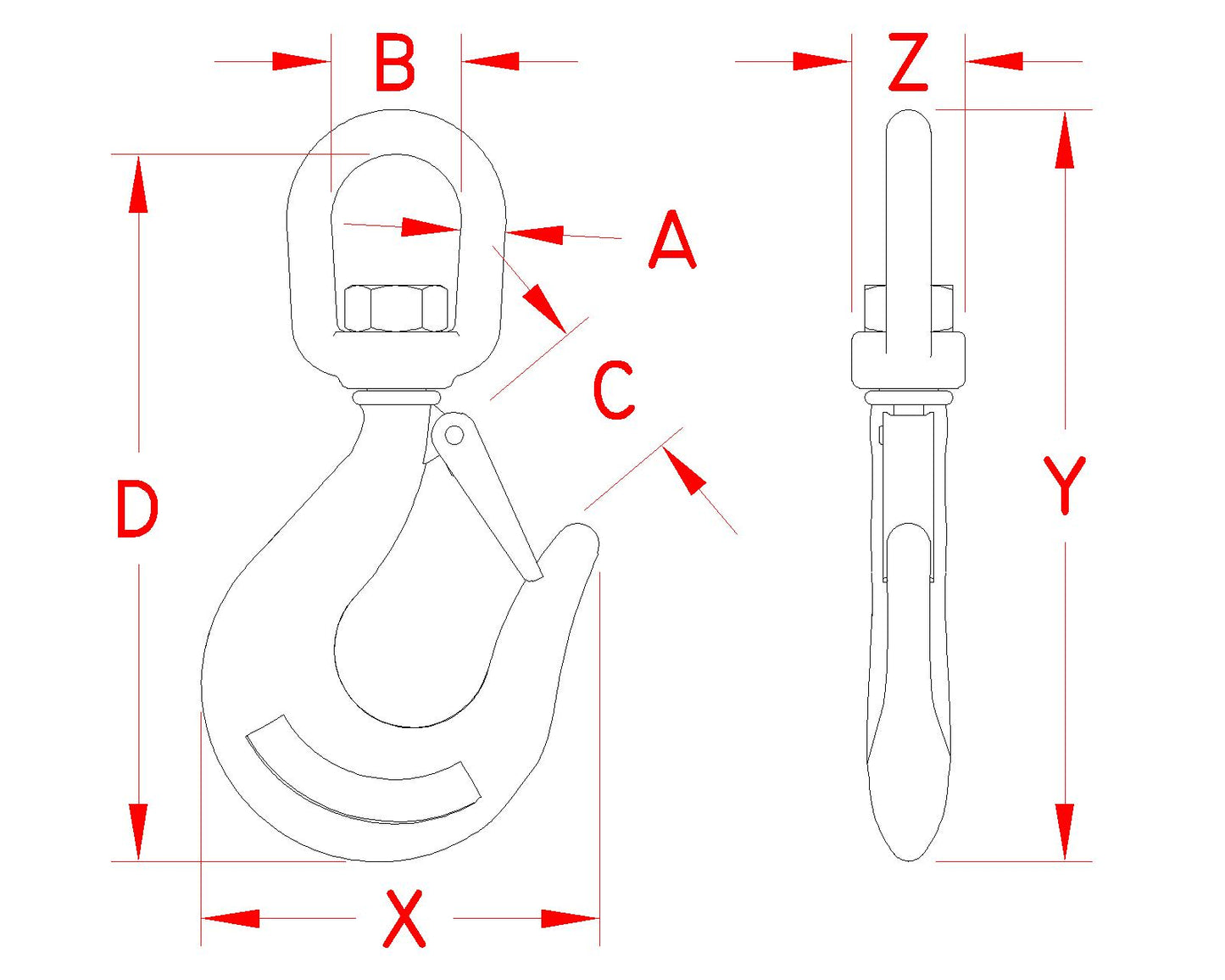 S0455- Stainless Swivel Eye Hook - 316 Stainless Steel - Marine and Industrial Applications - Pick Your Size