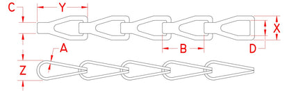 Sash Chain (S10) - 304 Stainless Steel - 100FT Roll - USA Mfg - Pick Your Size