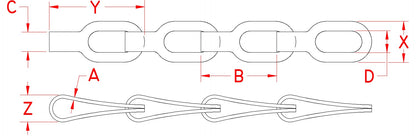 S0641- Safety Chain - 302 Stainless Steel - 100FT Rolls - Pick Your Size