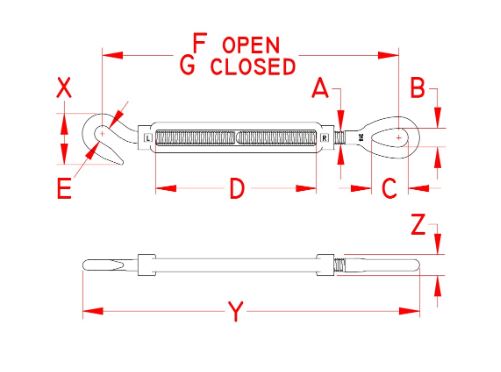 Forged Hook and Eye Turnbuckle - 316-NM Stainless Steel - Pick Your Size