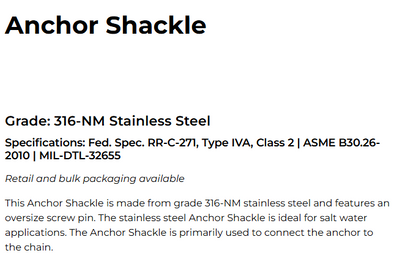 Anchor Shackle 316-nm Stainless Steel
