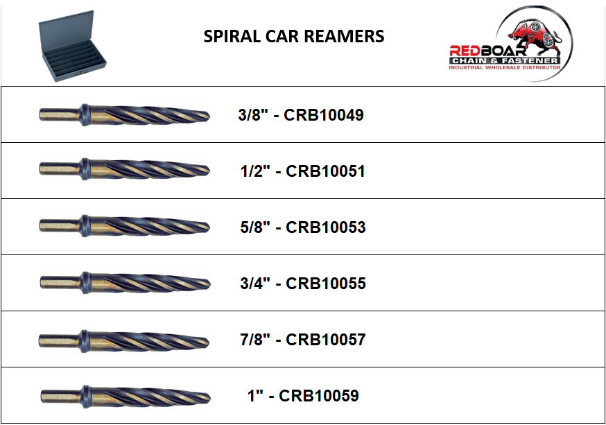 Spiral Car Reamer Assortment in Large Durham Drawer