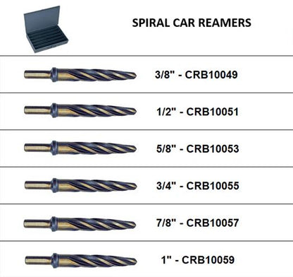 Spiral Car Reamer Assortment in Large 6 Hole Durham Metal Locking Tray