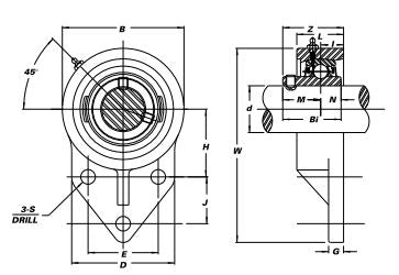 SUCSFB-205-16 Stainless Steel Flange Bracket - Stainless Steel Insert 1"